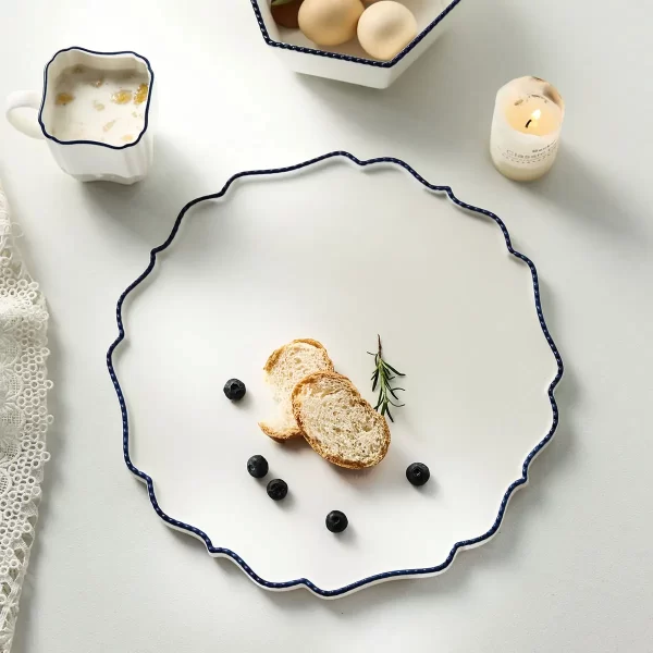 Beading Purfle White Crockery Wholesale, Bulk Bowls & Plates (7)