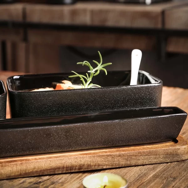 Black Serving Platters Bulk, Ceramic Dipping Bowls Wholesale (5)