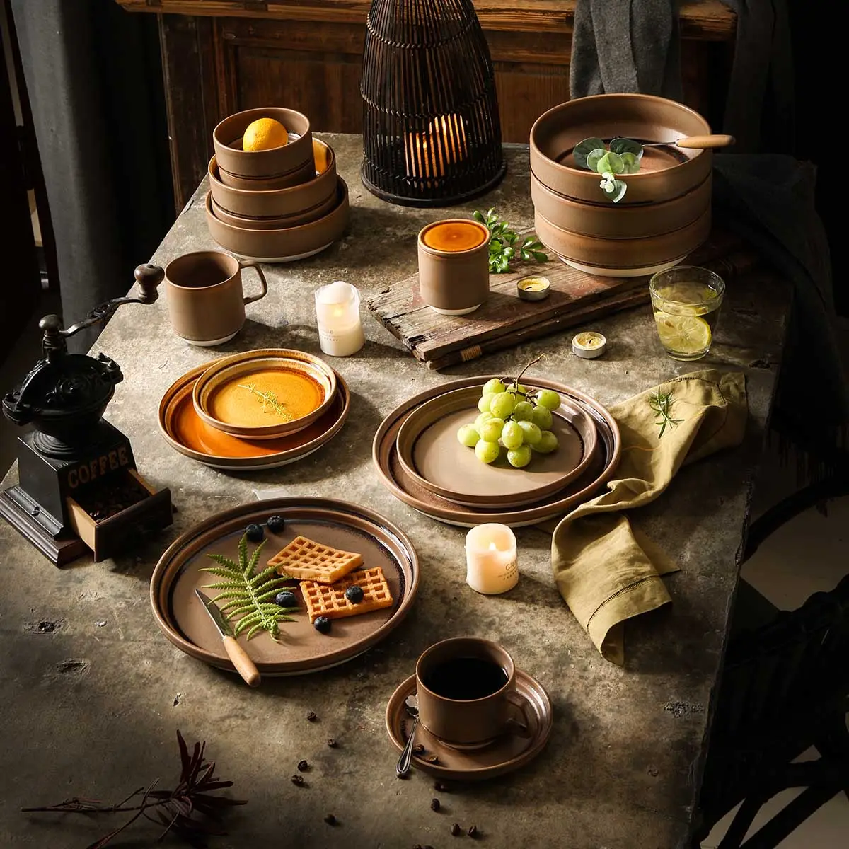 Brown Ceramic Plates and Bowls Wholesale, Bulk Dinnerware Sets (1)