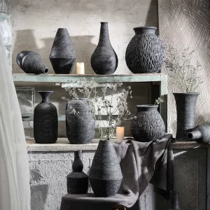 Decorative Bulk Ceramic Vases For Flowers With Embossed Texture-2