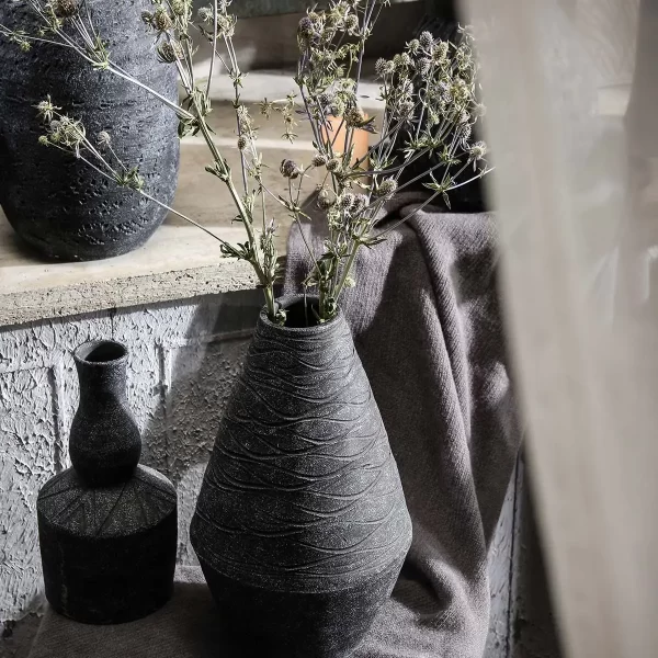 Decorative Bulk Ceramic Vases For Flowers With Embossed Texture-4