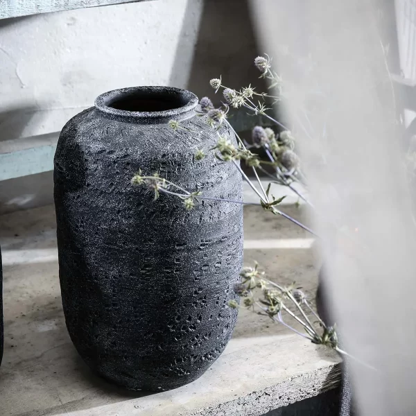 Decorative Bulk Ceramic Vases For Flowers With Embossed Texture-5