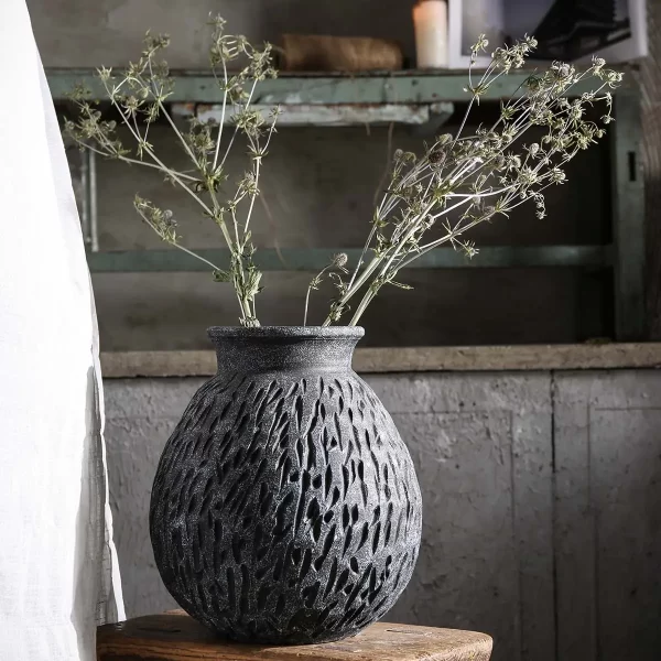 Decorative Bulk Ceramic Vases For Flowers With Embossed Texture-8