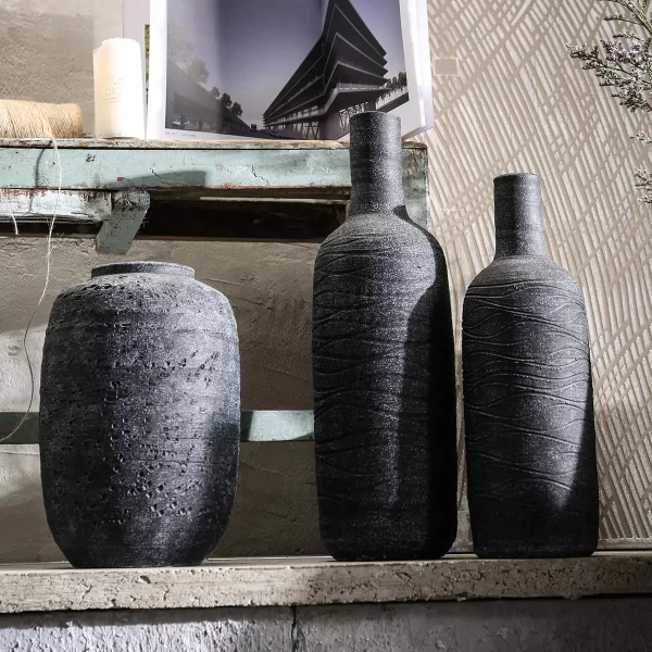 Decorative Bulk Ceramic Vases For Flowers With Embossed Texture-9