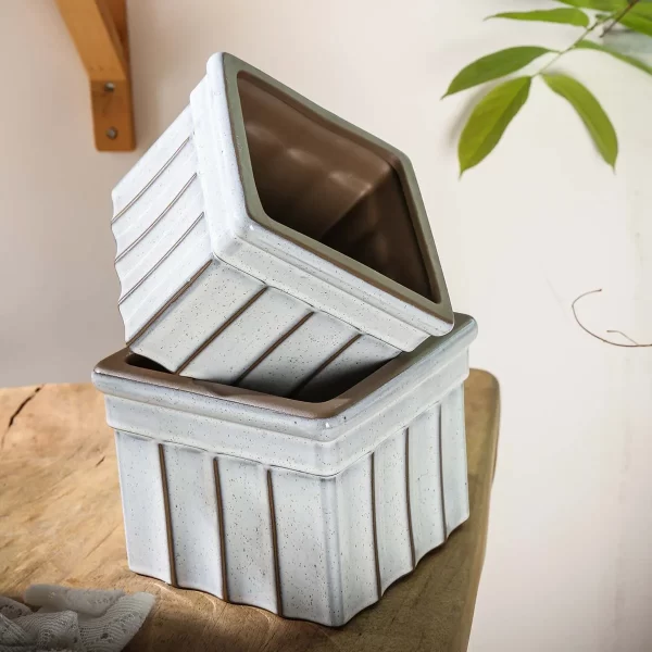 Premium Wholesale Plant Pots With Stripe Pattern Design-4