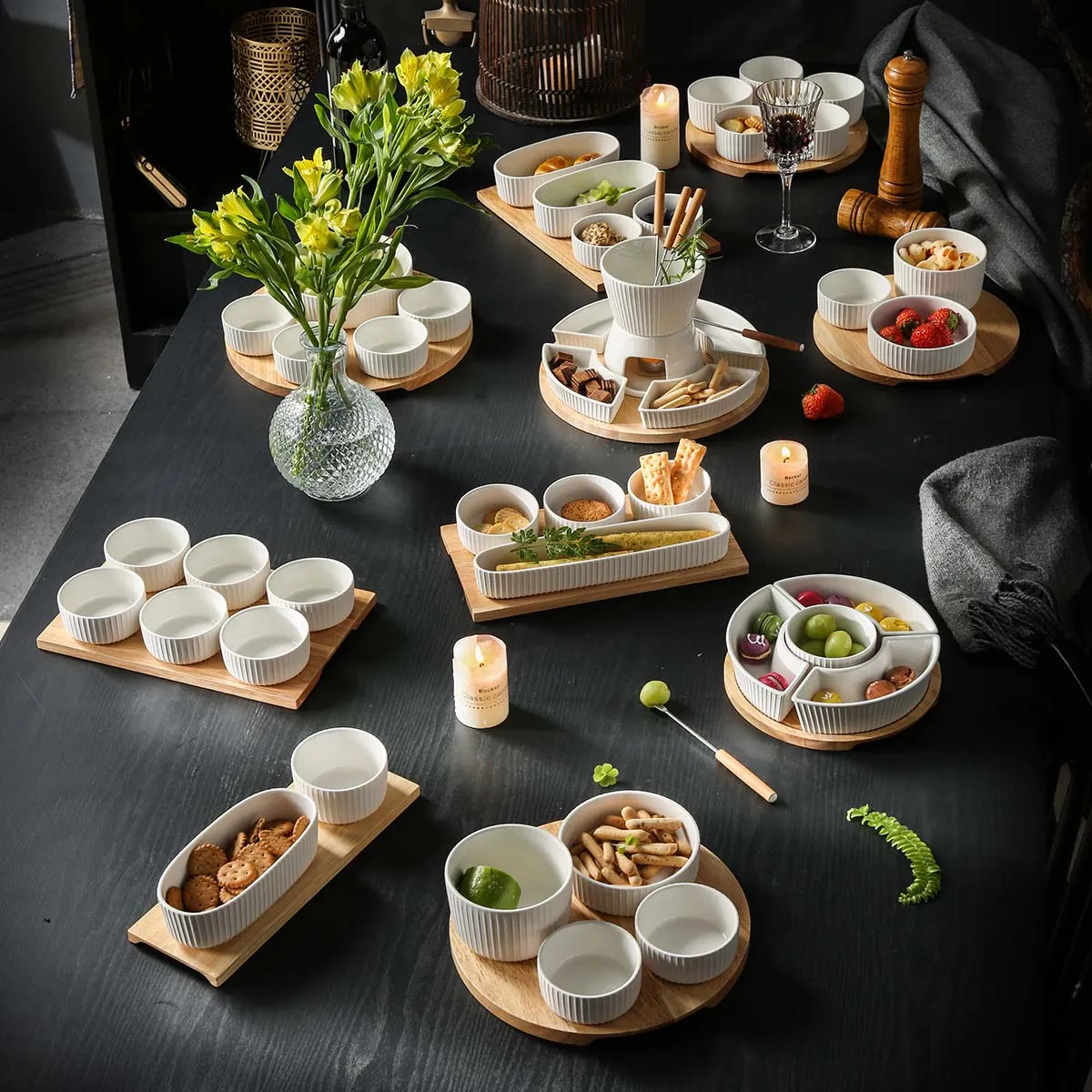 Wholesale Fondue Sets, Ceramic Tapas Serving Dishes Bulk (1)