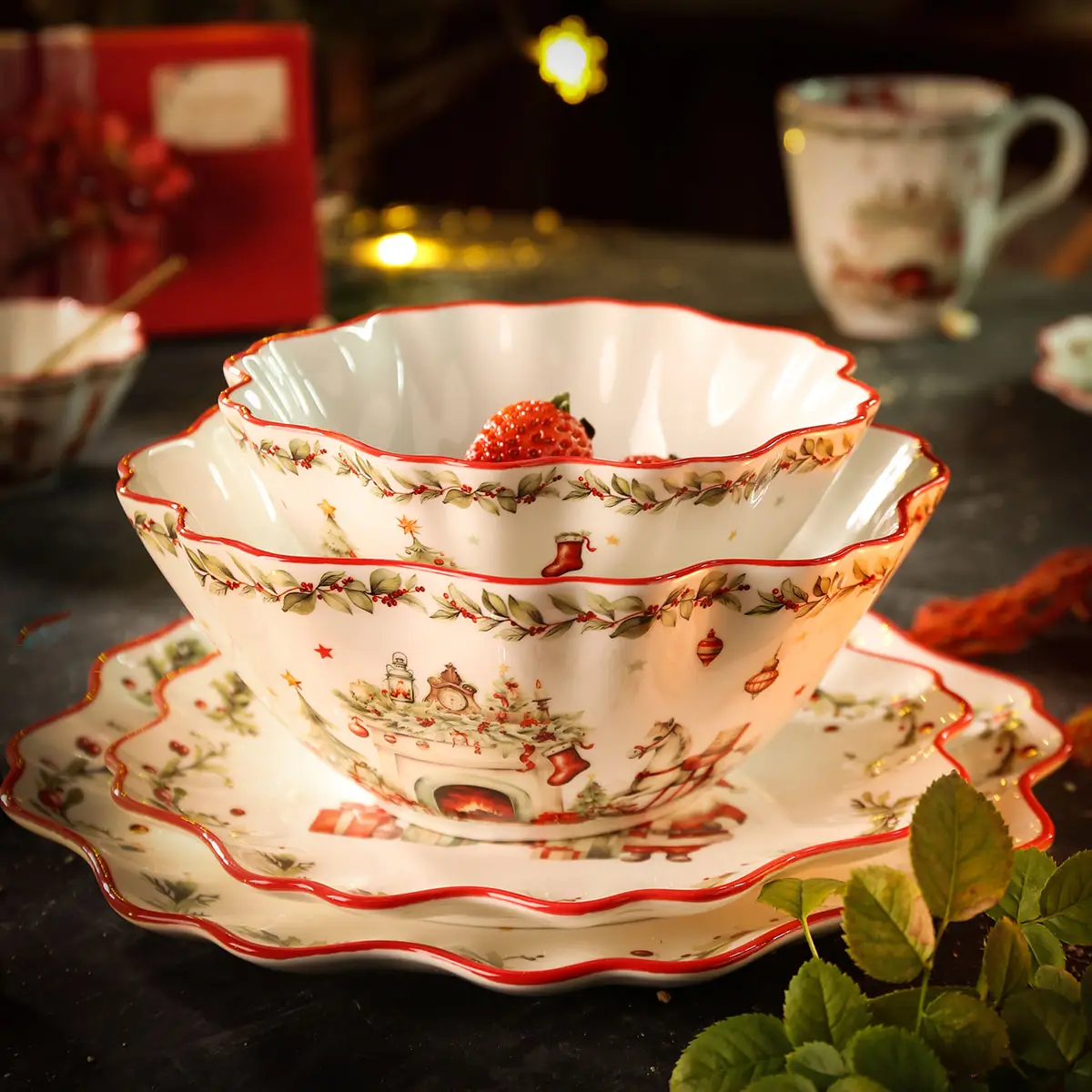 Bulk Christmas Tableware, Wholesale Serving Dishes, Bowls, Coffee Cups (1)