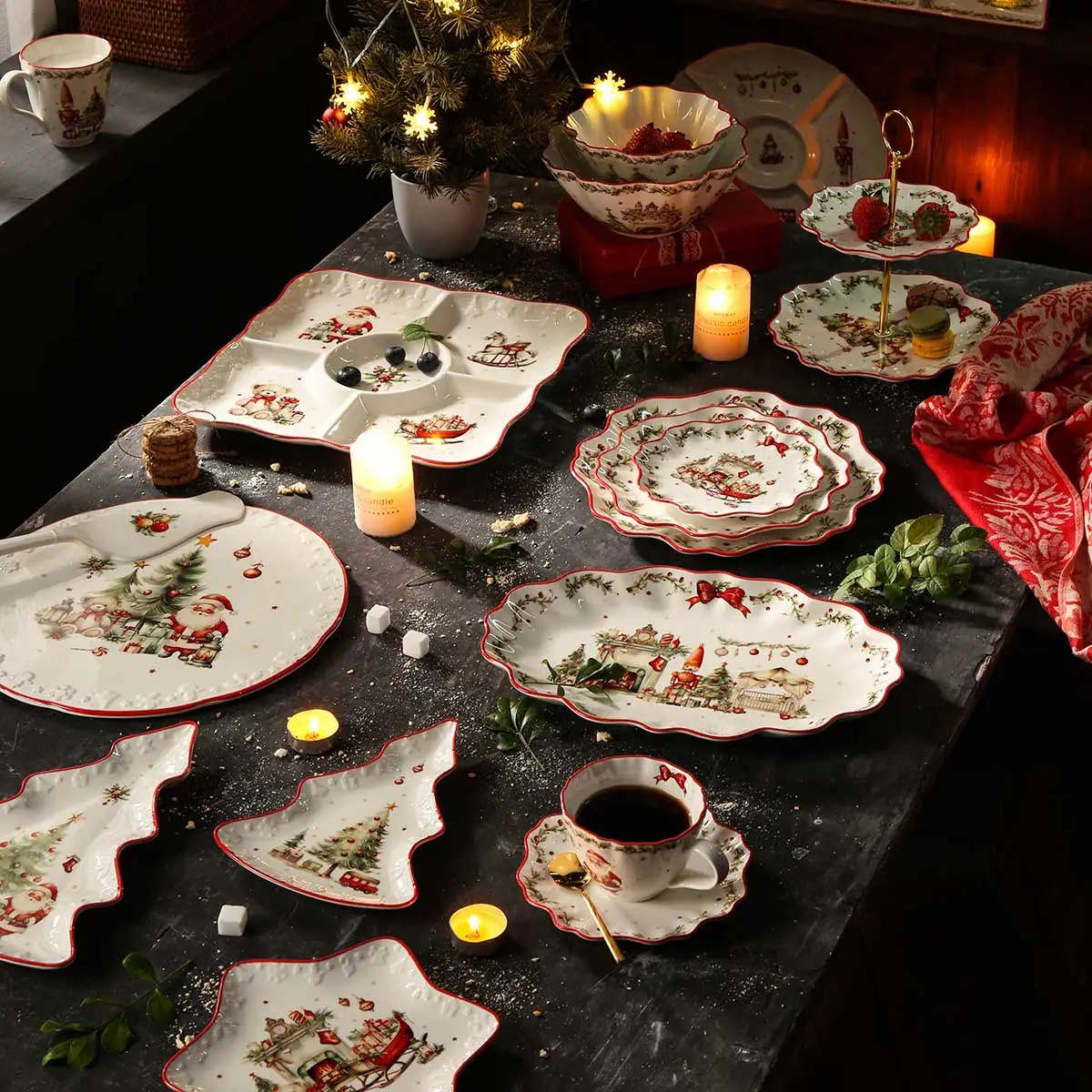 Bulk Christmas Tableware, Wholesale Serving Dishes, Bowls, Coffee Cups (7)