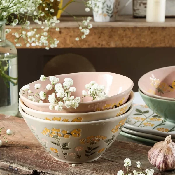 Floral Bulk Dinner Plates and Bowls, Wholesale Coffee Mugs (4)
