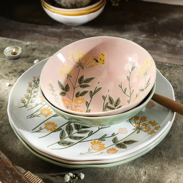 Floral Bulk Dinner Plates and Bowls, Wholesale Coffee Mugs (5)