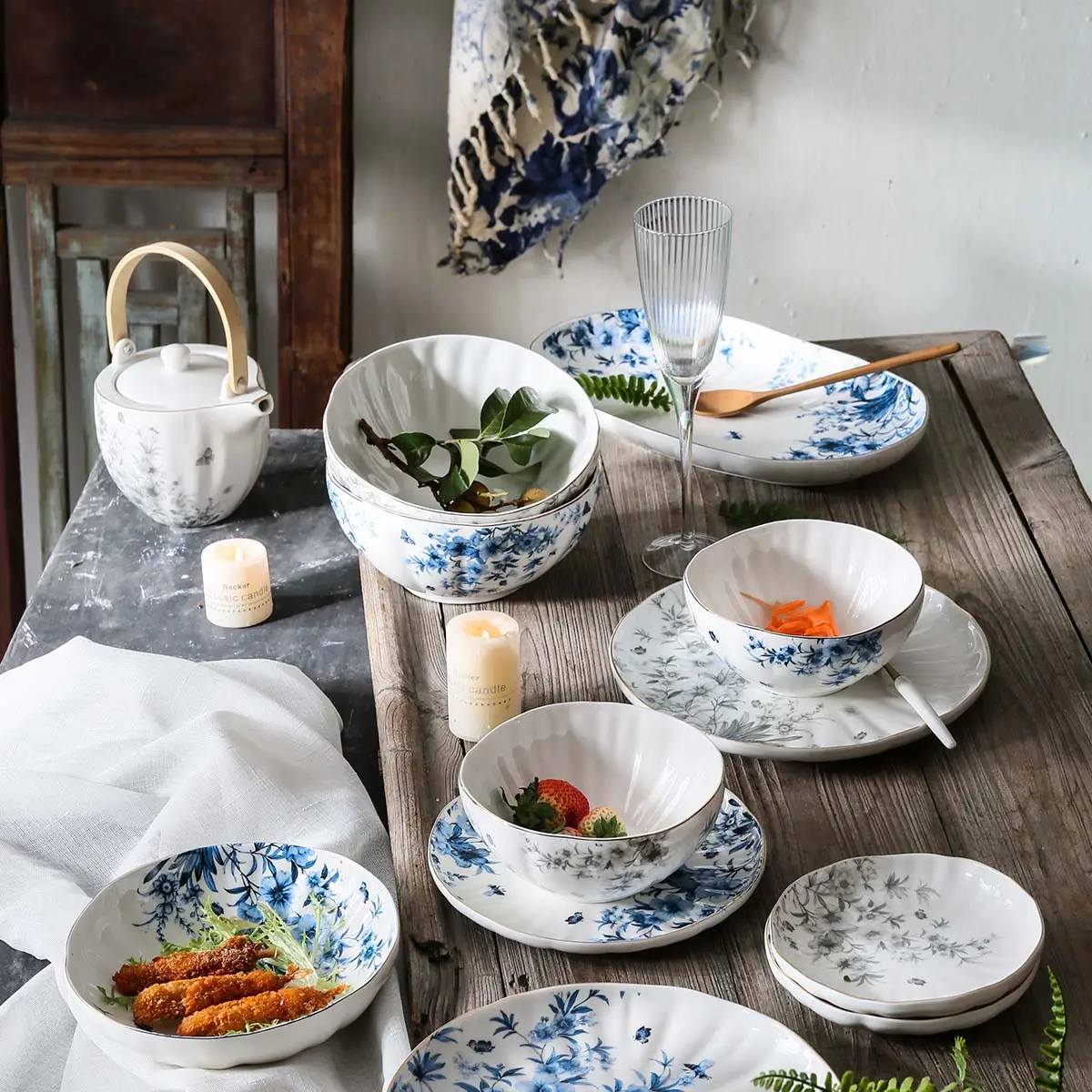 Floral Pattern Bulk Dinnerware Sets, Delicate Restaurant Tableware Wholesale (1)