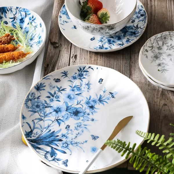 Floral Pattern Bulk Dinnerware Sets, Delicate Restaurant Tableware Wholesale (2)