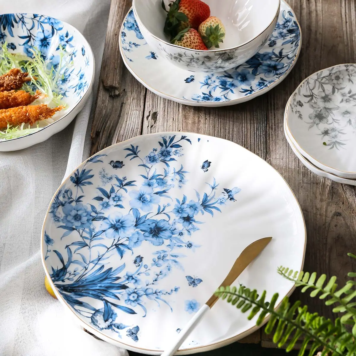 Floral Pattern Bulk Dinnerware Sets, Delicate Restaurant Tableware Wholesale (2)