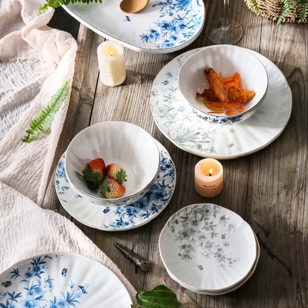 Floral Pattern Bulk Dinnerware Sets, Delicate Restaurant Tableware Wholesale (4)