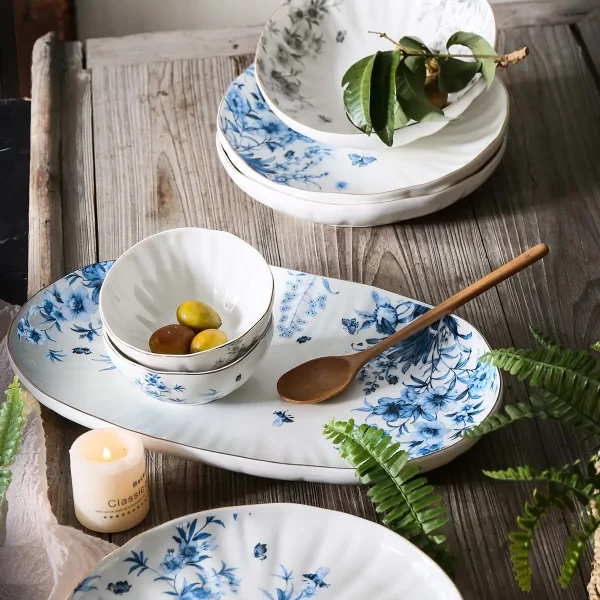 Floral Pattern Bulk Dinnerware Sets, Delicate Restaurant Tableware Wholesale (5)