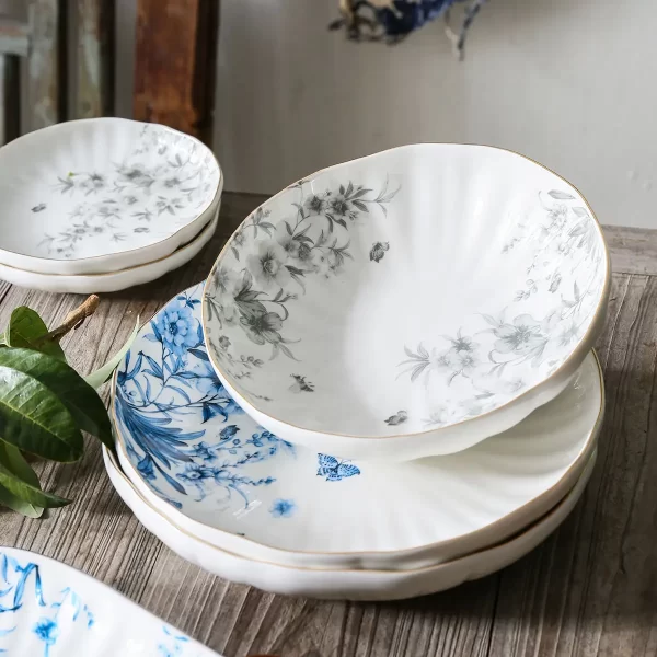 Floral Pattern Bulk Dinnerware Sets, Delicate Restaurant Tableware Wholesale (7)