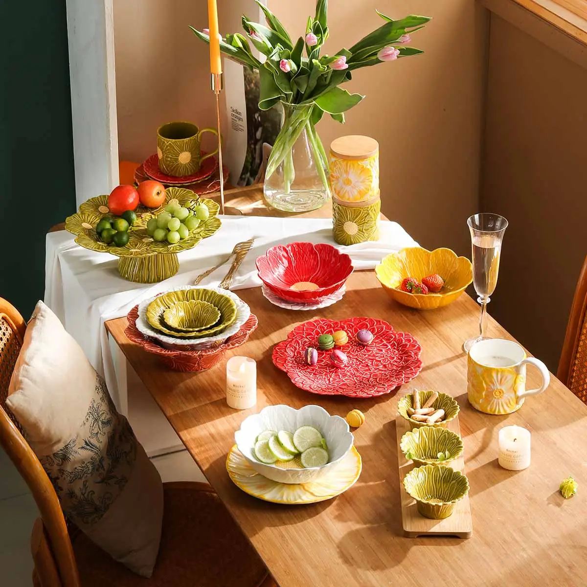 Floral Textured Ceramic Dinner Sets Wholesale, Plates Bowls Cups (1)