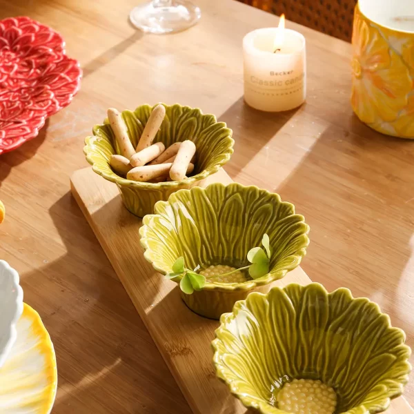 Floral Textured Ceramic Dinner Sets Wholesale, Plates Bowls Cups (2)
