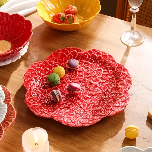 Floral Textured Ceramic Dinner Sets Wholesale, Plates Bowls Cups (3)