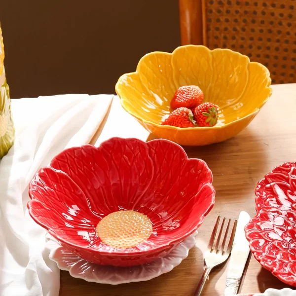 Floral Textured Ceramic Dinner Sets Wholesale, Plates Bowls Cups (4)