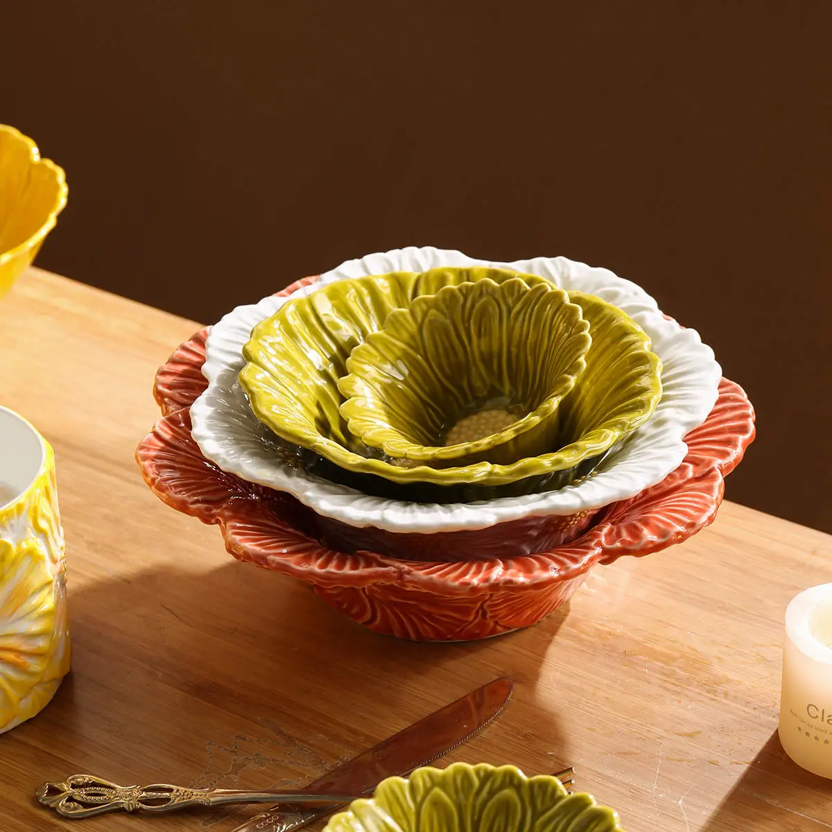 Floral Textured Ceramic Dinner Sets Wholesale, Plates Bowls Cups (8)