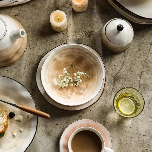 Gradient Ceramic Bulk Tableware, Wholesale Plates, Bowl, Cup Saucer (4)