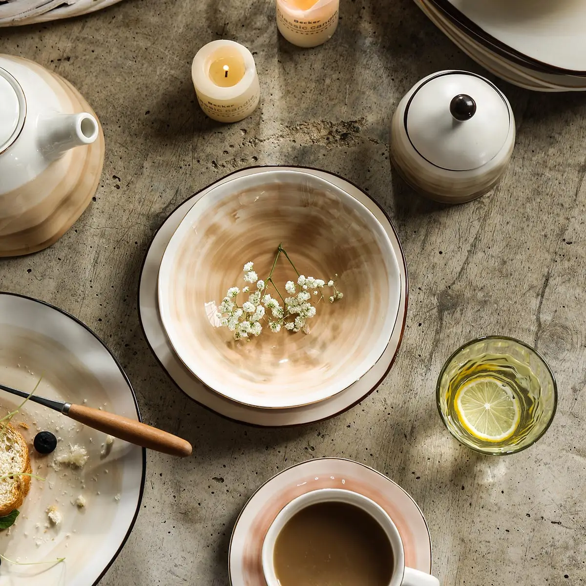 Gradient Ceramic Bulk Tableware, Wholesale Plates, Bowl, Cup Saucer (4)