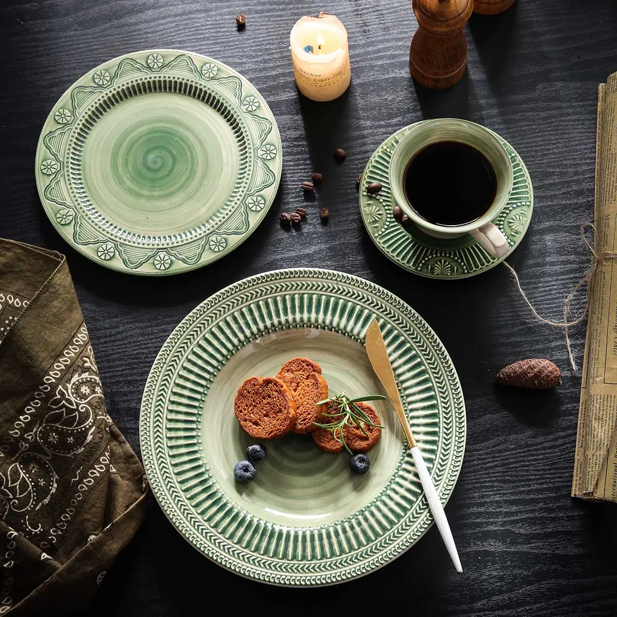 Hand Drawn Bulk Porcelain Plates Bowls Cups, Wholesale Crockery (1)