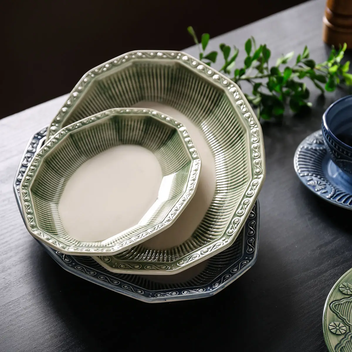 Hand Drawn Bulk Porcelain Plates Bowls Cups, Wholesale Crockery (6)