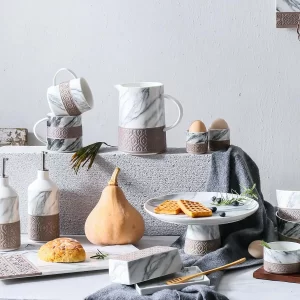 Marble Pattern Wholesale Ceramic Dinnerware, Bulk Teaware, Tapas Set (1)