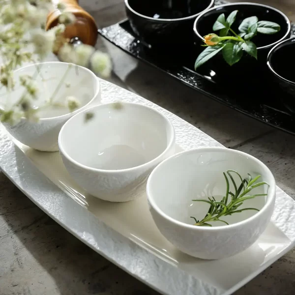 Matte Black & White Bulk Plates And Bowls, Teapots and Cups (3)