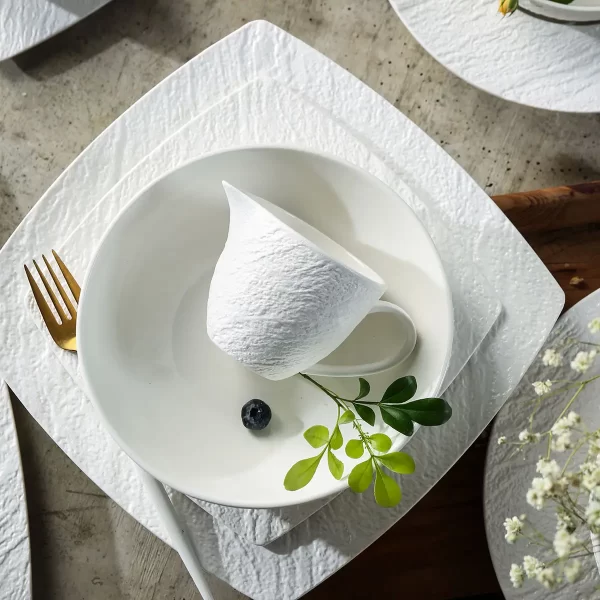 Matte Black & White Bulk Plates And Bowls, Teapots and Cups (6)