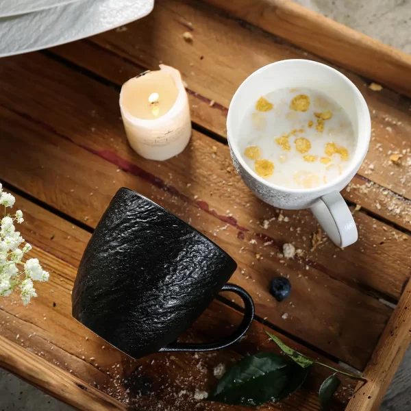 Matte Black & White Bulk Plates And Bowls, Teapots and Cups (8)