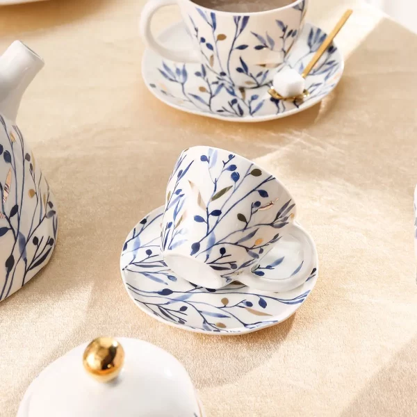 Plant Pattern Plate, Bowls, Tea Sets In Bulk, Cafe Crockery Wholesale (5)