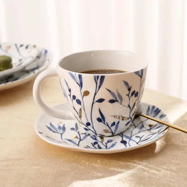 Plant Pattern Plate, Bowls, Tea Sets In Bulk, Cafe Crockery Wholesale (6)