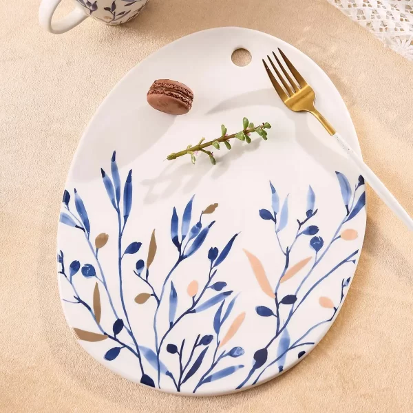 Plant Pattern Plate, Bowls, Tea Sets In Bulk, Cafe Crockery Wholesale (7)