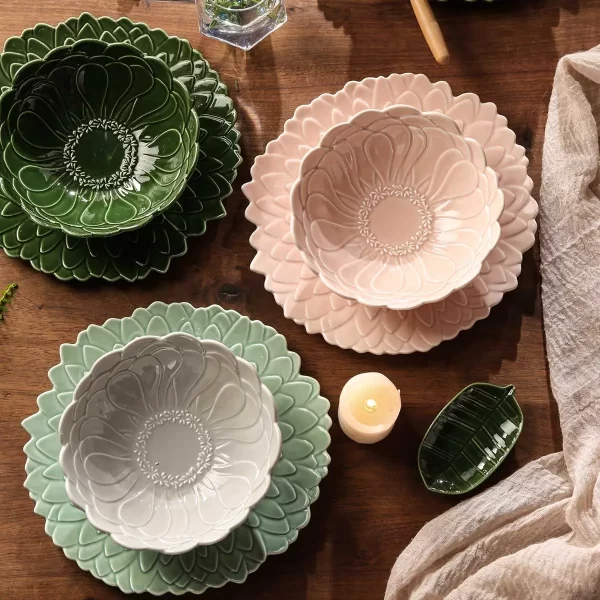 Restaurant Plates And Bowls Wholesale, Floral Shape Tableware Bulk (1)