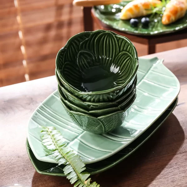 Restaurant Plates And Bowls Wholesale, Floral Shape Tableware Bulk (9)
