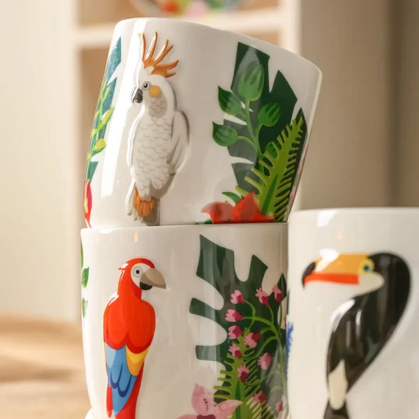 Tropical Bird Restaurant Crockery Wholesale, Bulk Dishware, Bowls, Plates, Cups (8)