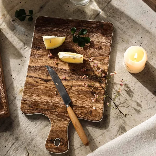 Wholesale Crockery For Restaurant, Bulk Porcelain Dinnerware With Wood and Marble Color (2)