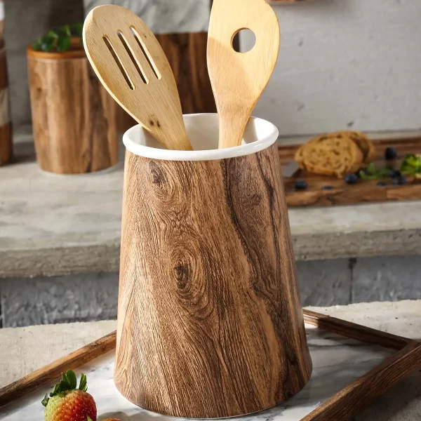 Wholesale Crockery For Restaurant, Bulk Porcelain Dinnerware With Wood and Marble Color (9)