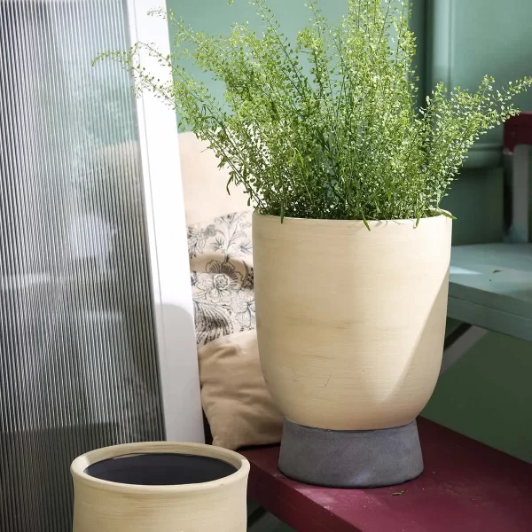 Wholesale Flower Pots And Planters, Cement Yellow Bulk Garden Pots-0