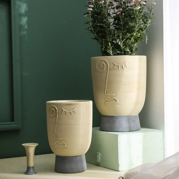 Wholesale Flower Pots And Planters, Cement Yellow Bulk Garden Pots-80