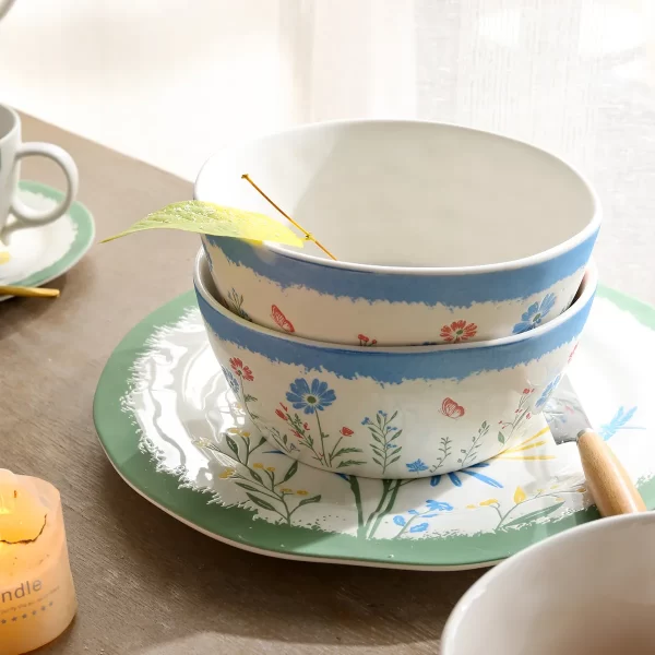 Floral Ceramic Dinner Set Wholesale, Bulk Plates, Bowls, Tea Sets-2