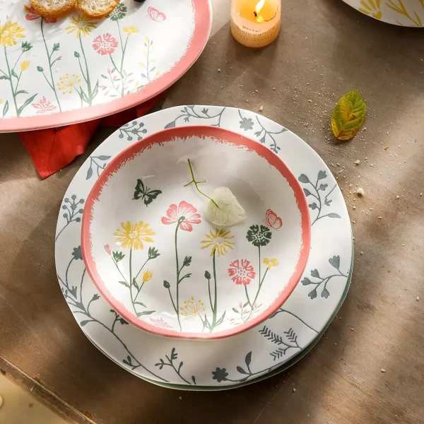 Floral Ceramic Dinner Set Wholesale, Bulk Plates, Bowls, Tea Sets-3