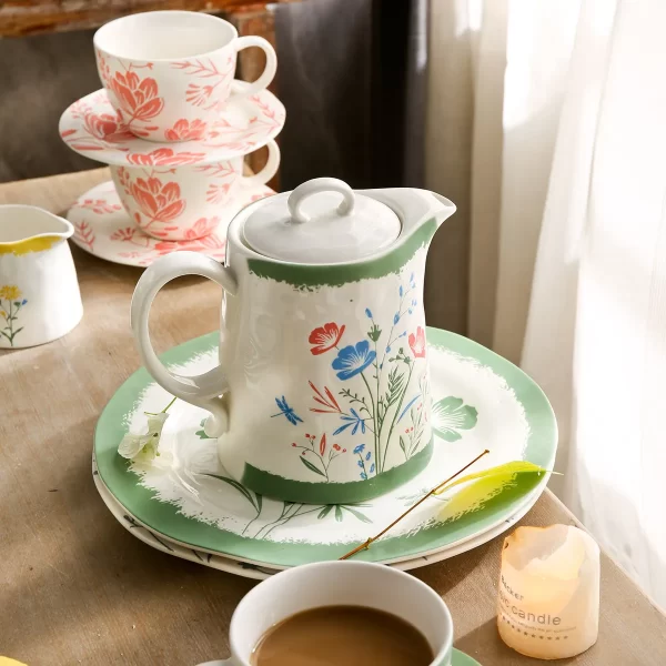 Floral Ceramic Dinner Set Wholesale, Bulk Plates, Bowls, Tea Sets-8