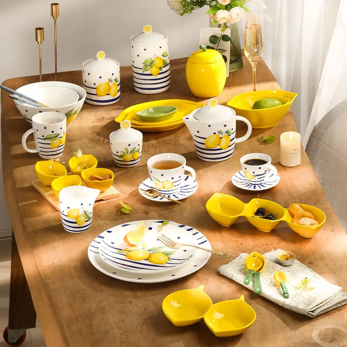 Lemon Shape Bulk China Dinnerware, Wholesale Plates and Bowls-1