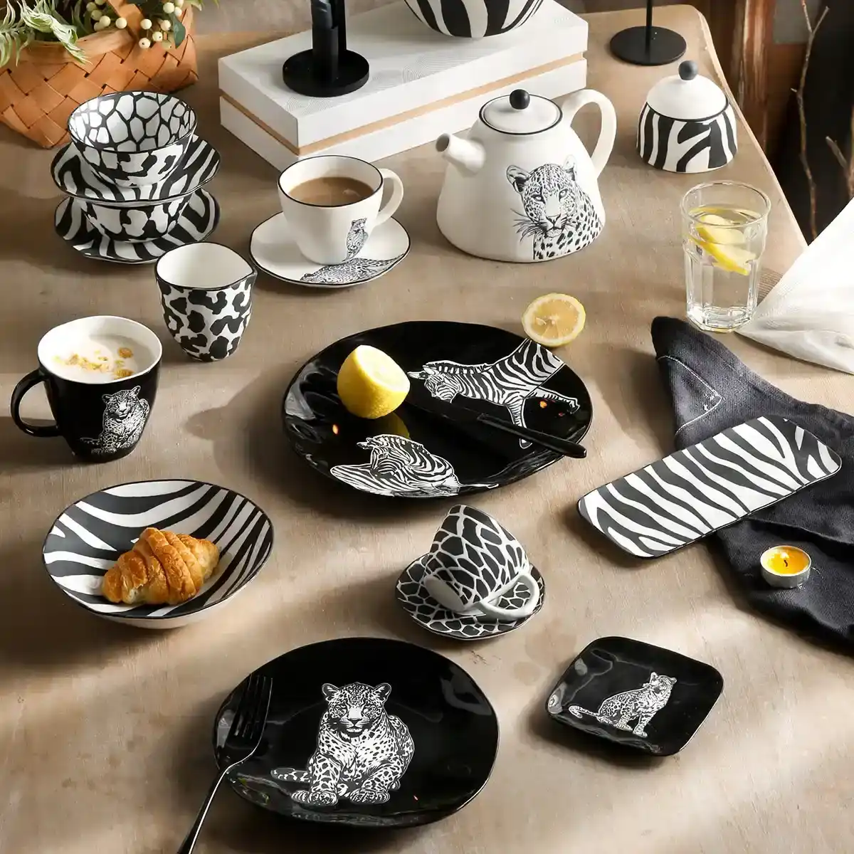Raw Wild Wholesale Dinner Set, Porcelain Dinner Plates, Bowls, Cups Bulk-1