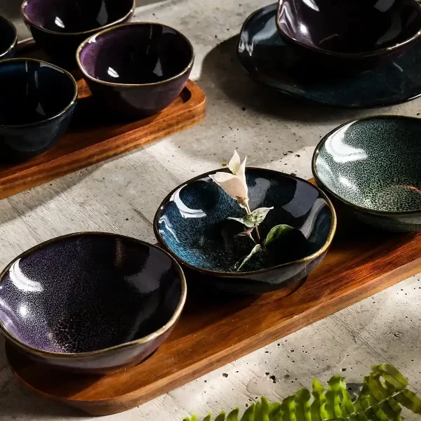 Reaction Glaze Dip Bowls Wholesale, Mini Dessert Plates Bulk-3