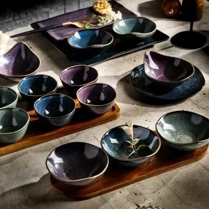 Reaction Glaze Dip Bowls Wholesale, Mini Dessert Plates Bulk-4